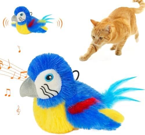 Electric Simulated Chirping Bird Interactive Cat Toy with Flappy Wings