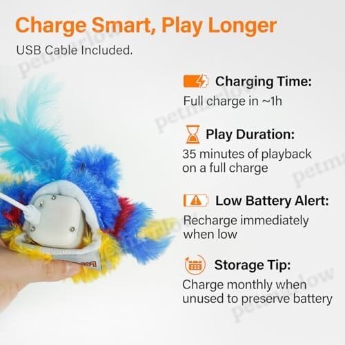 Electric Simulated Chirping Bird Interactive Cat Toy with Flappy Wings – view 2