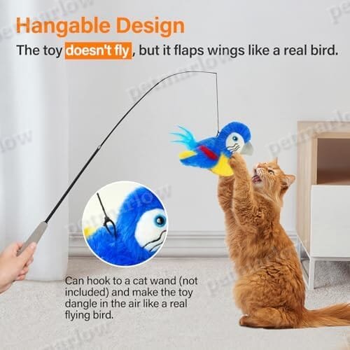 Electric Simulated Chirping Bird Interactive Cat Toy with Flappy Wings – view 4