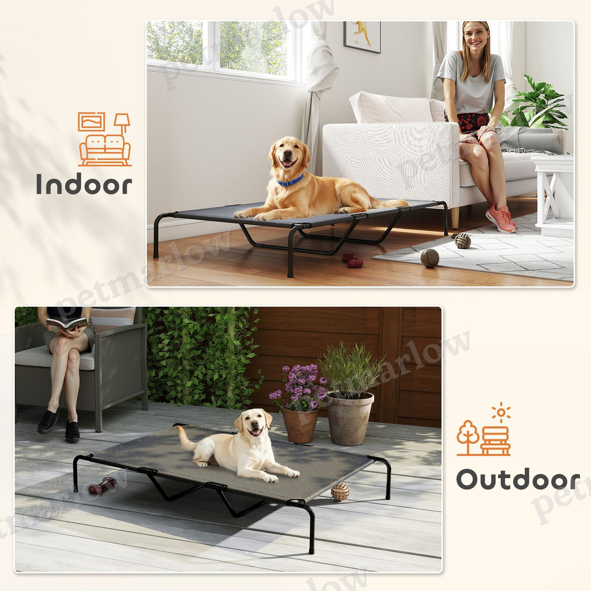Elevated Dog Bed for Large Breeds Gray 60"L – view 6