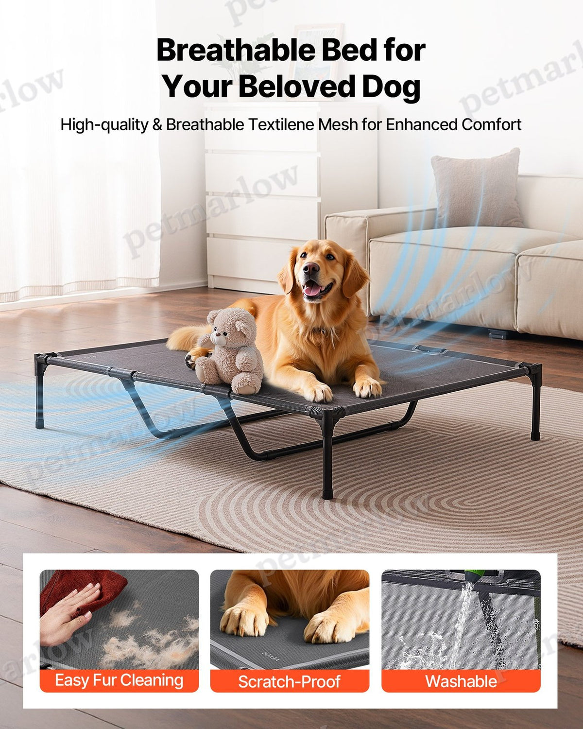Elevated Dog Bed for Large Dogs with Breathable Mesh Fabric – view 3
