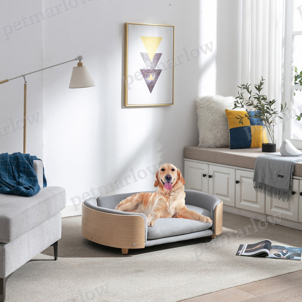 Elevated Dog Bed Sofa with Solid Wood Legs and Velvet Cushion – view 4