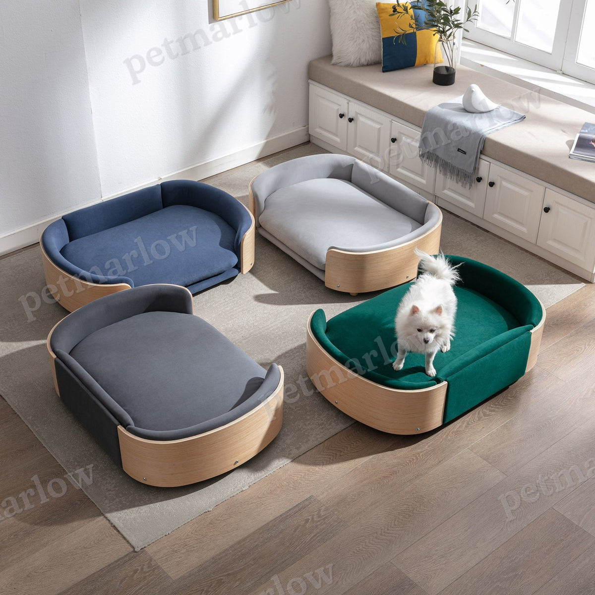Elevated Dog Bed Sofa with Solid Wood Legs and Velvet Cushion – view 5