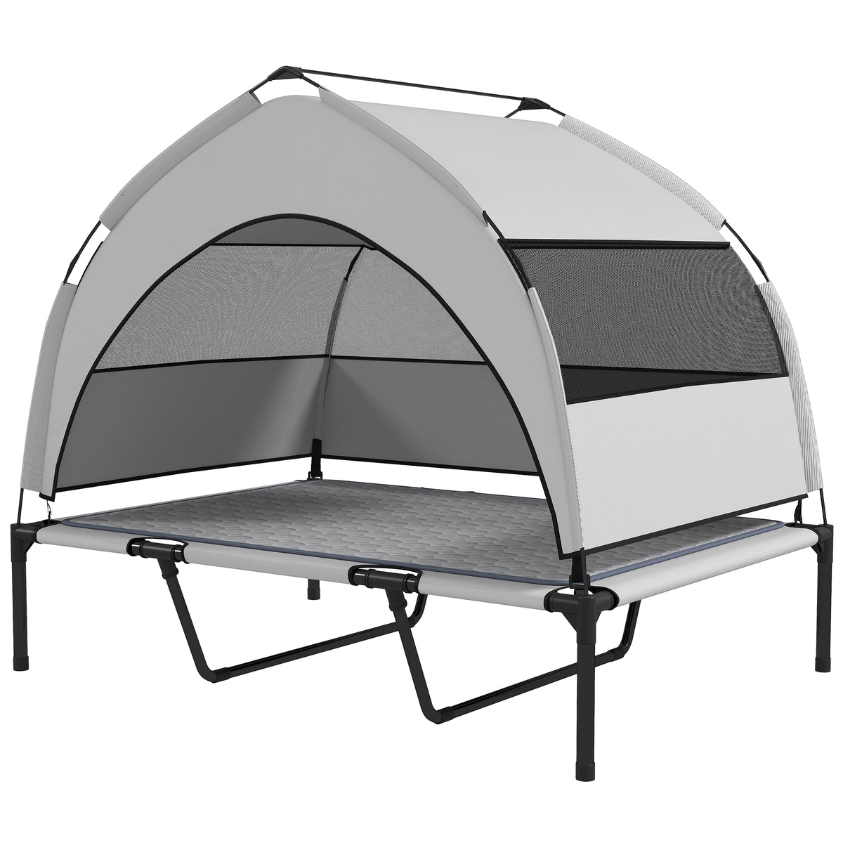 Elevated Dog Bed with Canopy for Outdoor Comfort – Light Gray / 760x180x90 mm