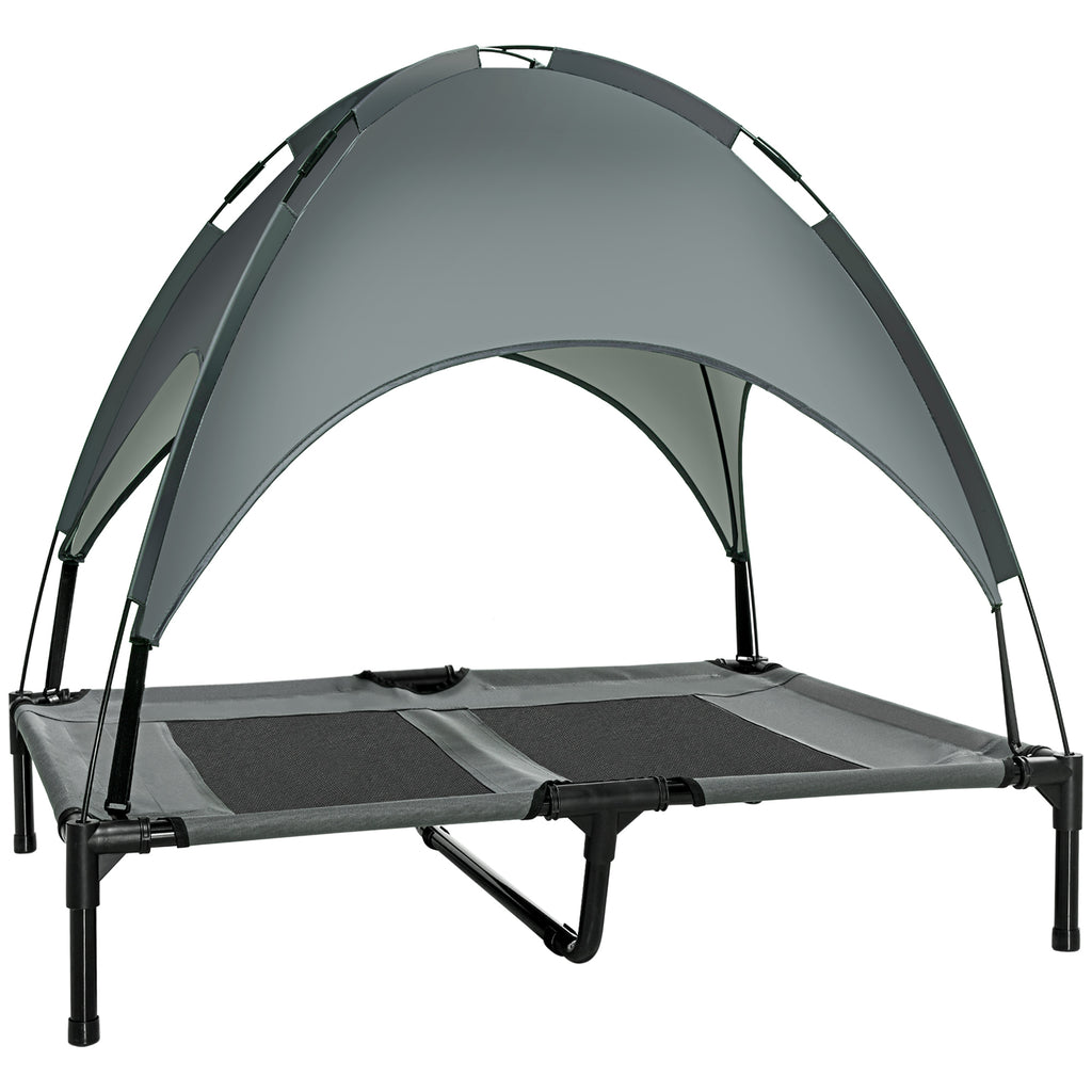 Elevated Dog Bed with Removable Canopy for Outdoor Comfort – Grey / 760x200x100 mm