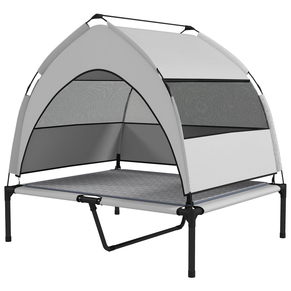 Elevated Dog Bed with Removable Canopy for Outdoor Comfort – Light Gray / 780x160x110 mm
