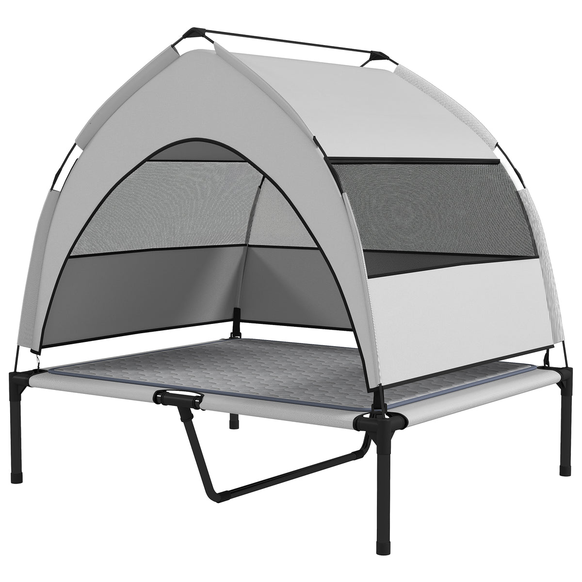 Elevated Dog Bed with Removable Canopy for Outdoor Comfort – Light Gray / 780x160x110 mm