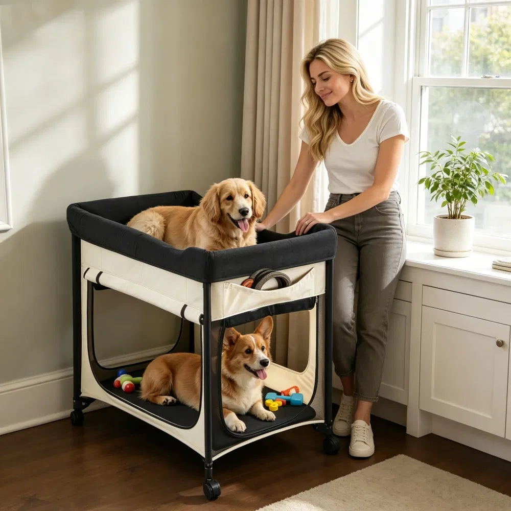 Elevated Dog Bed with Waterproof Oxford for Comfort and Mobility