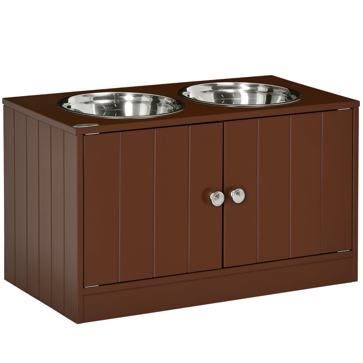 Elevated Dog Bowl Stand with Storage Cabinet – Brown / 705x380x155 mm