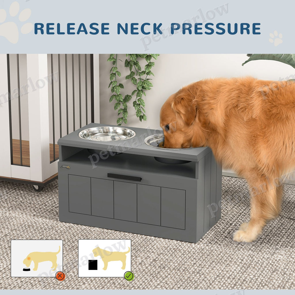 Elevated Dog Bowls with Storage and Slow Feeder Mat – view 3