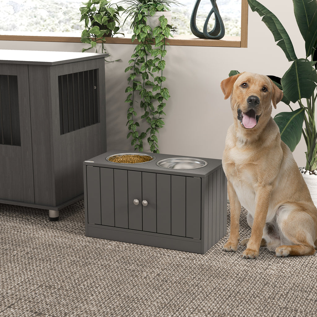 Elevated Dog Bowls with Storage Cabinet for Organized Feeding