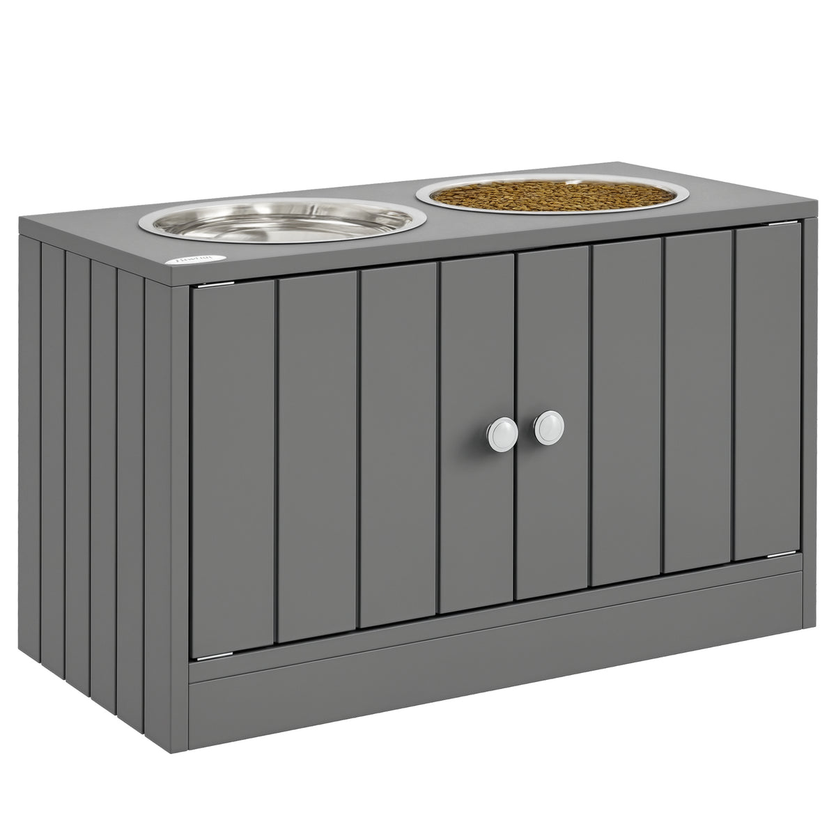 Elevated Dog Bowls with Storage Cabinet for Organized Feeding – Gray / 705x380x155 mm