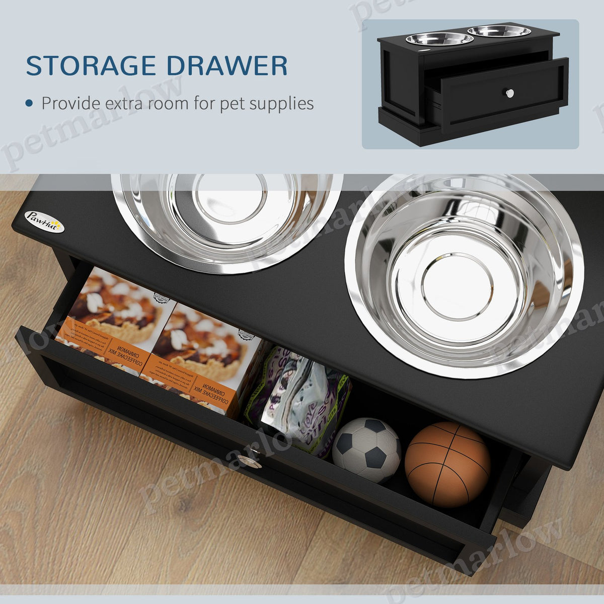 Elevated Dog Bowls with Storage Drawer for Large Dogs – view 5