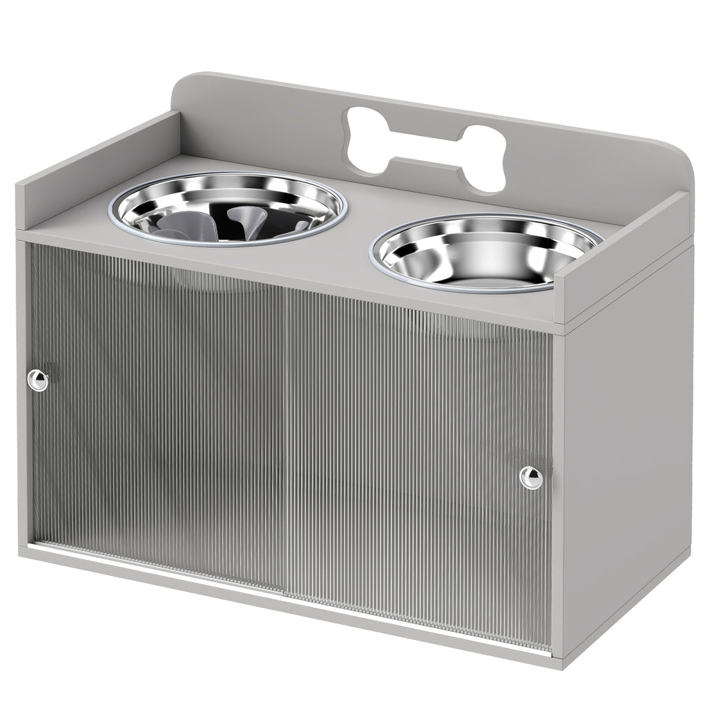 Elevated Dog Bowls with Storage for Large Dogs – Gray / 700x395x170 mm