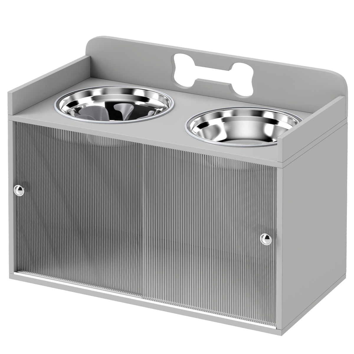 Elevated Dog Bowls with Storage for Large Dogs – Gray / 700x395x170 mm