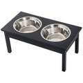 Elevated Dog Feeding Station with Stainless Steel Bowls – Black / 650x370x140 mm
