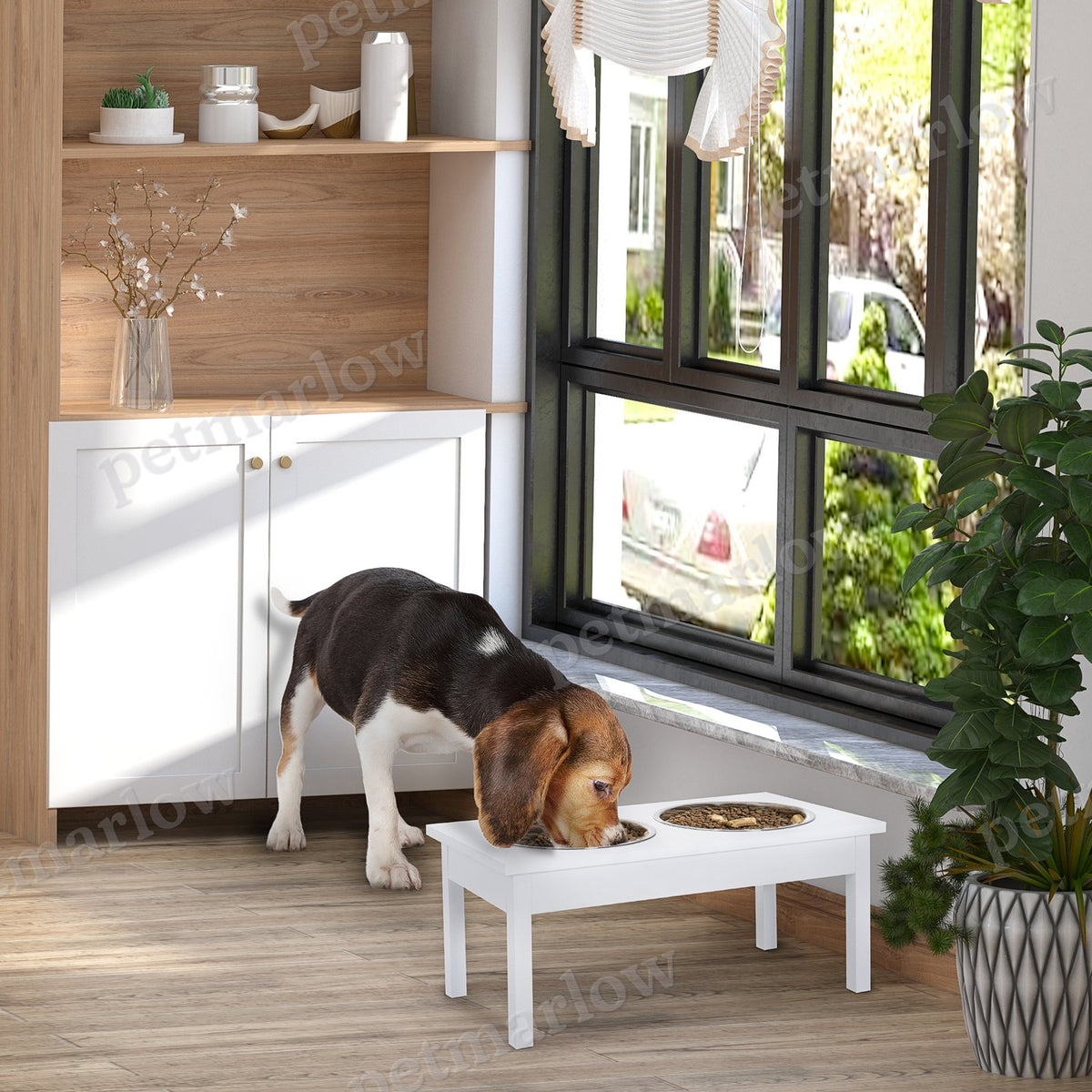 Elevated Dog Feeding Station with Stainless Steel Bowls – view 3