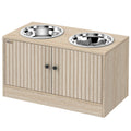 Elevated Dog Feeding Station with Storage Cabinet – Oak / 710x435x150 mm