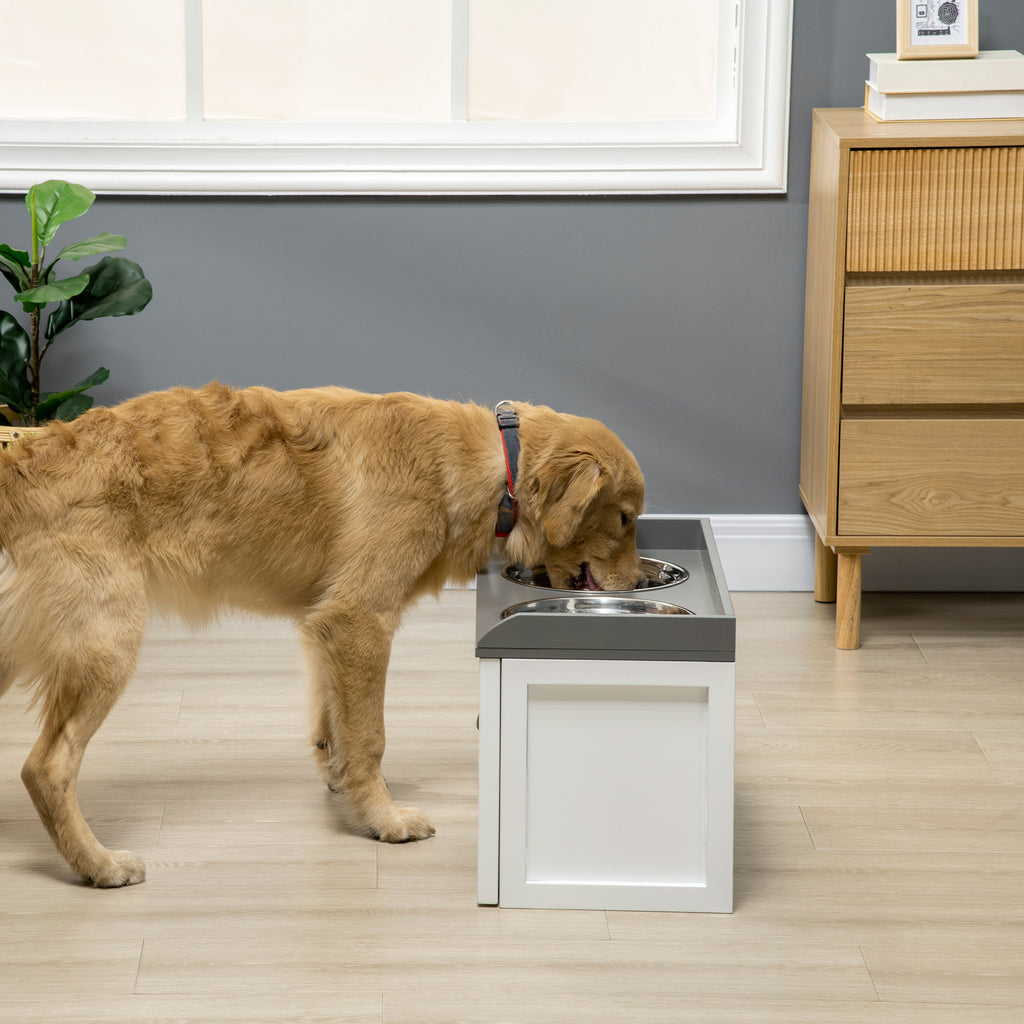 Elevated Dog Feeding Station with Storage for Large Dogs