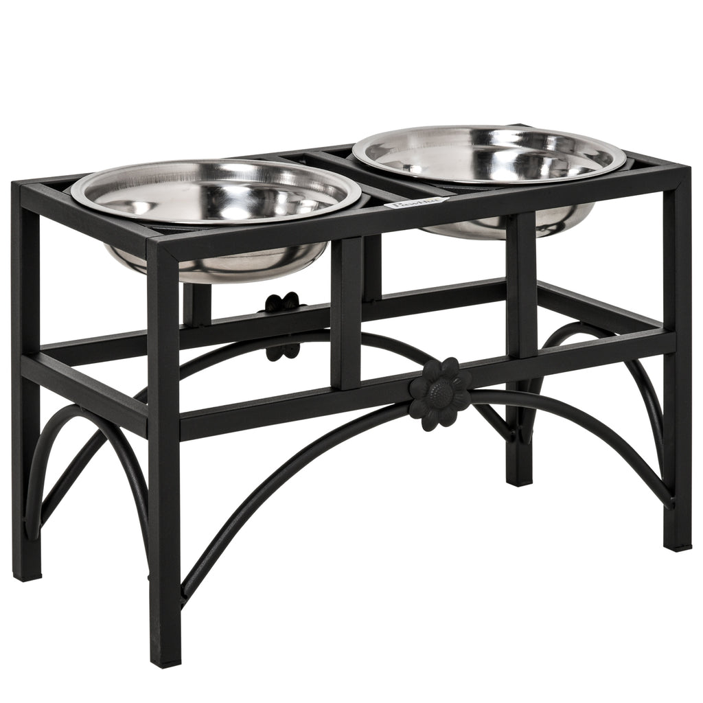 Elevated Dog Food Bowl Station for Healthy Feeding – Black / 450x225x285 mm