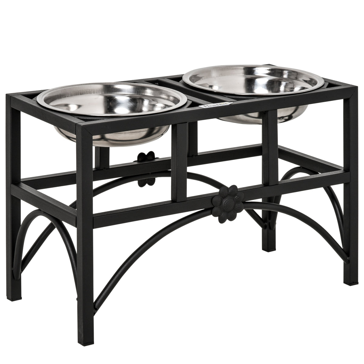 Elevated Dog Food Bowl Station for Healthy Feeding – Black / 450x225x285 mm
