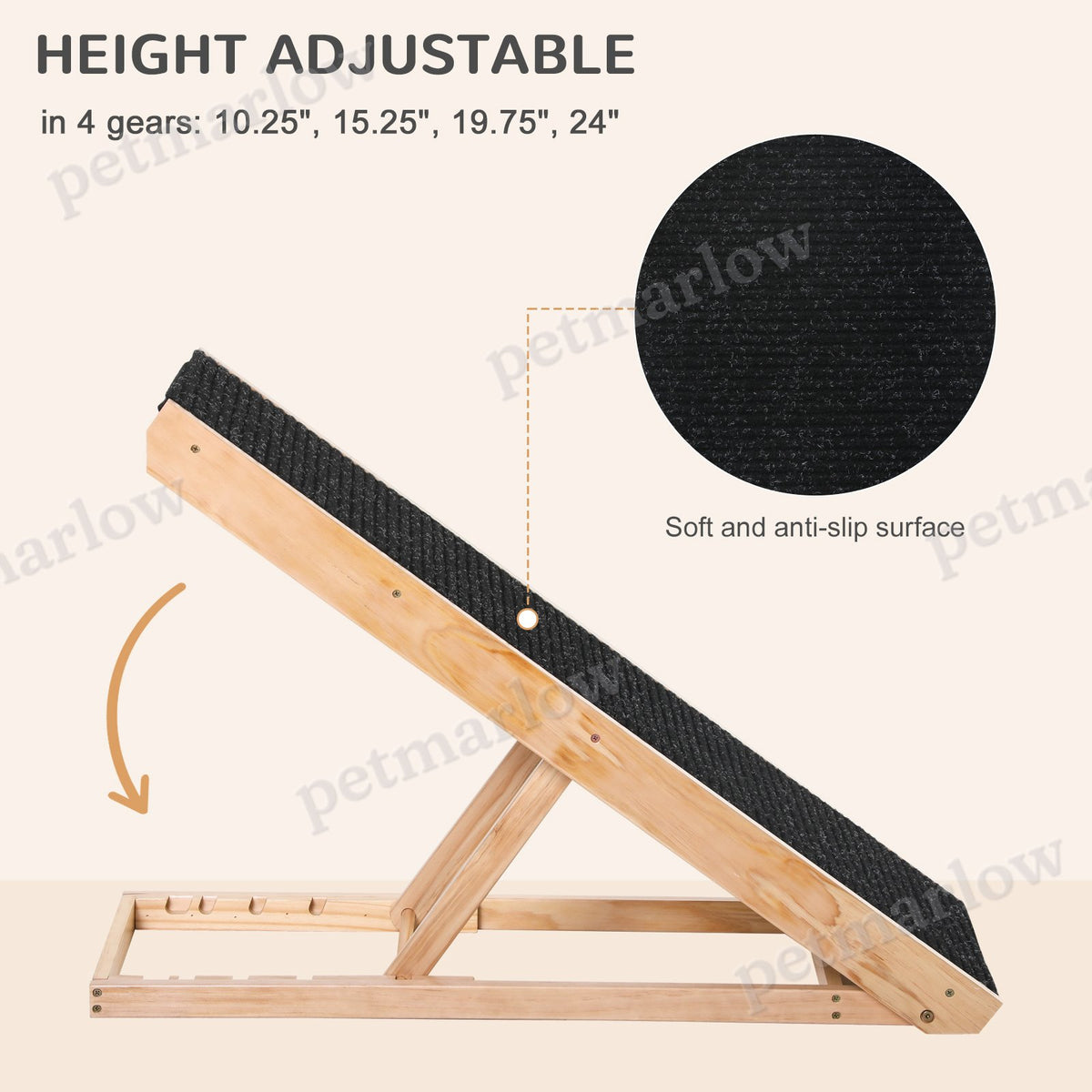 Elevated Dog Ramp for Bed, Adjustable Pet Ramp for Cats – view 5