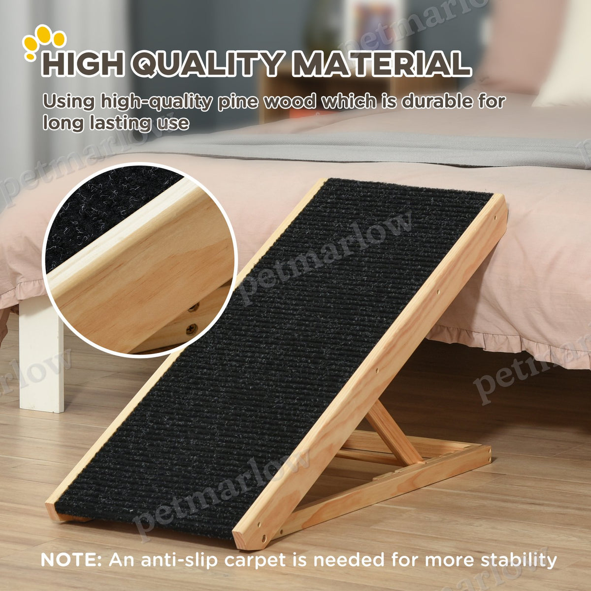 Elevated Dog Ramp for Bed, Adjustable Pet Ramp for Cats – view 6