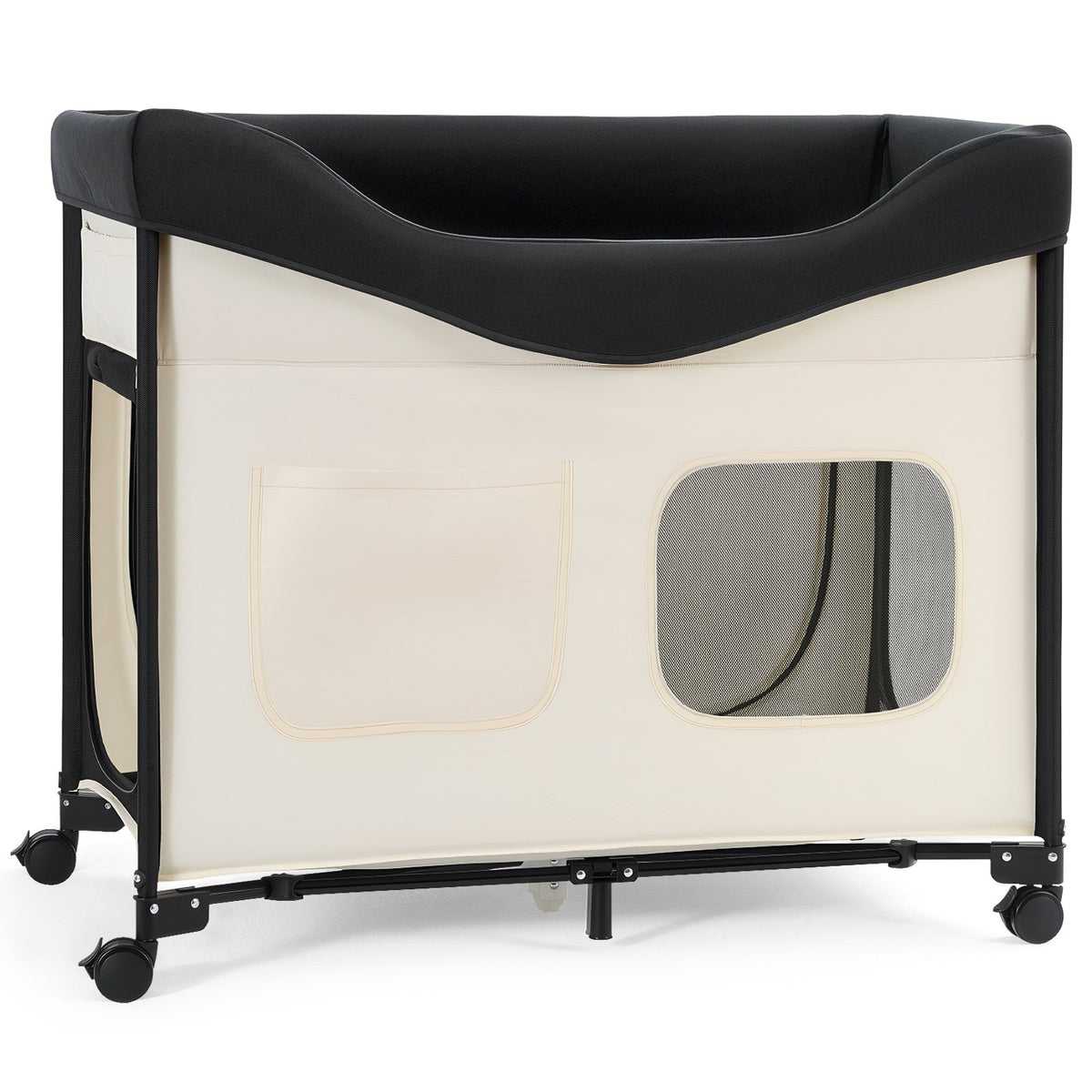 Elevated Lounge Pet Bed With Wheels & Side Bags
