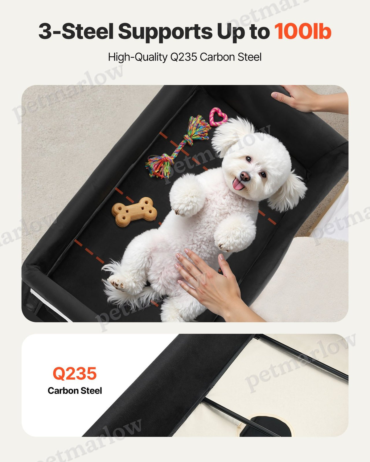 Elevated Lounge Pet Bed With Wheels & Side Bags – view 4