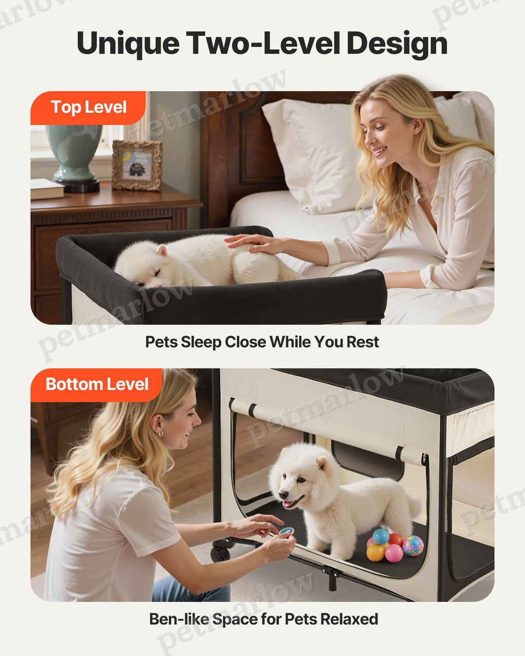 Elevated Lounge Pet Bed With Wheels & Side Bags – view 5