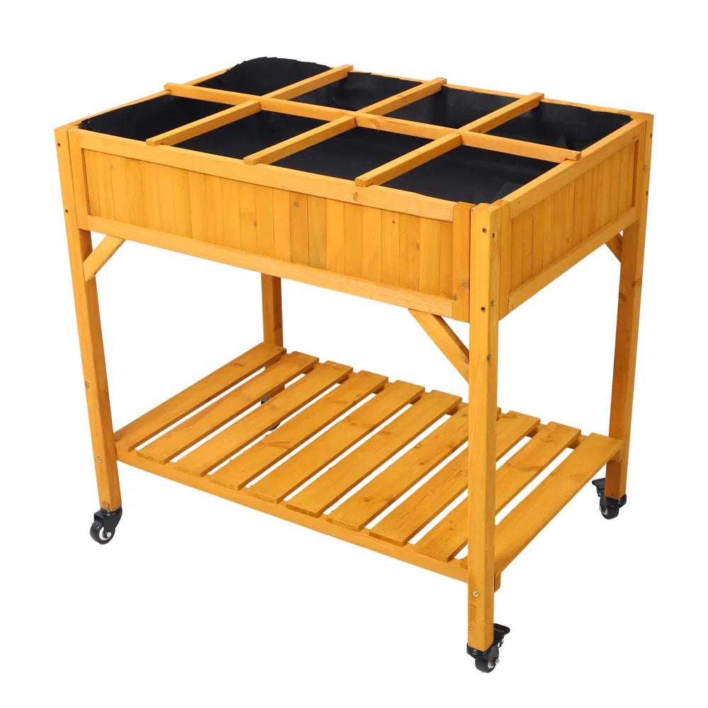 Elevated Mobile Raised Garden Bed with Storage Shelf – defaulttitle