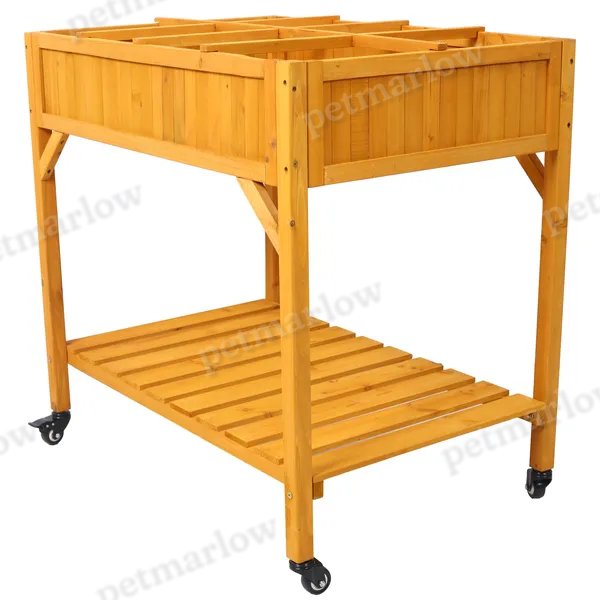 Elevated Mobile Raised Garden Bed with Storage Shelf – view 4