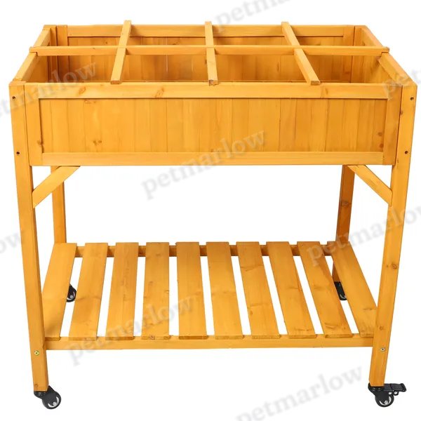 Elevated Mobile Raised Garden Bed with Storage Shelf – view 5