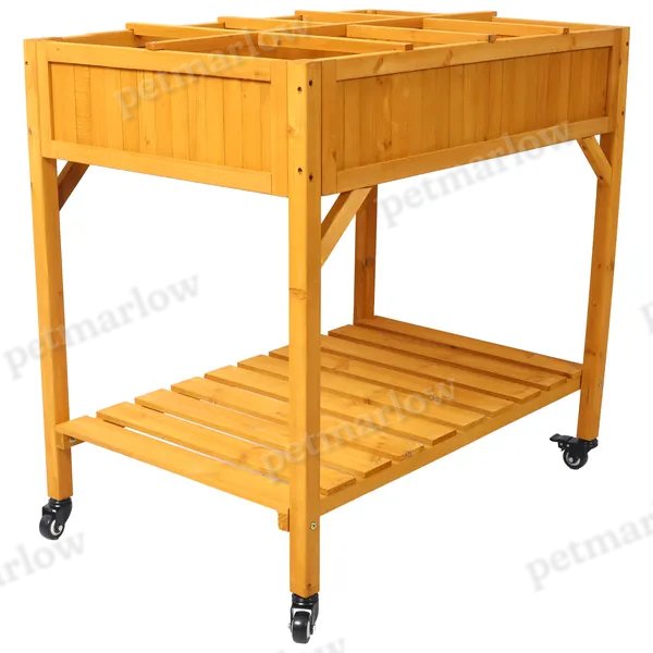 Elevated Mobile Raised Garden Bed with Storage Shelf – view 6
