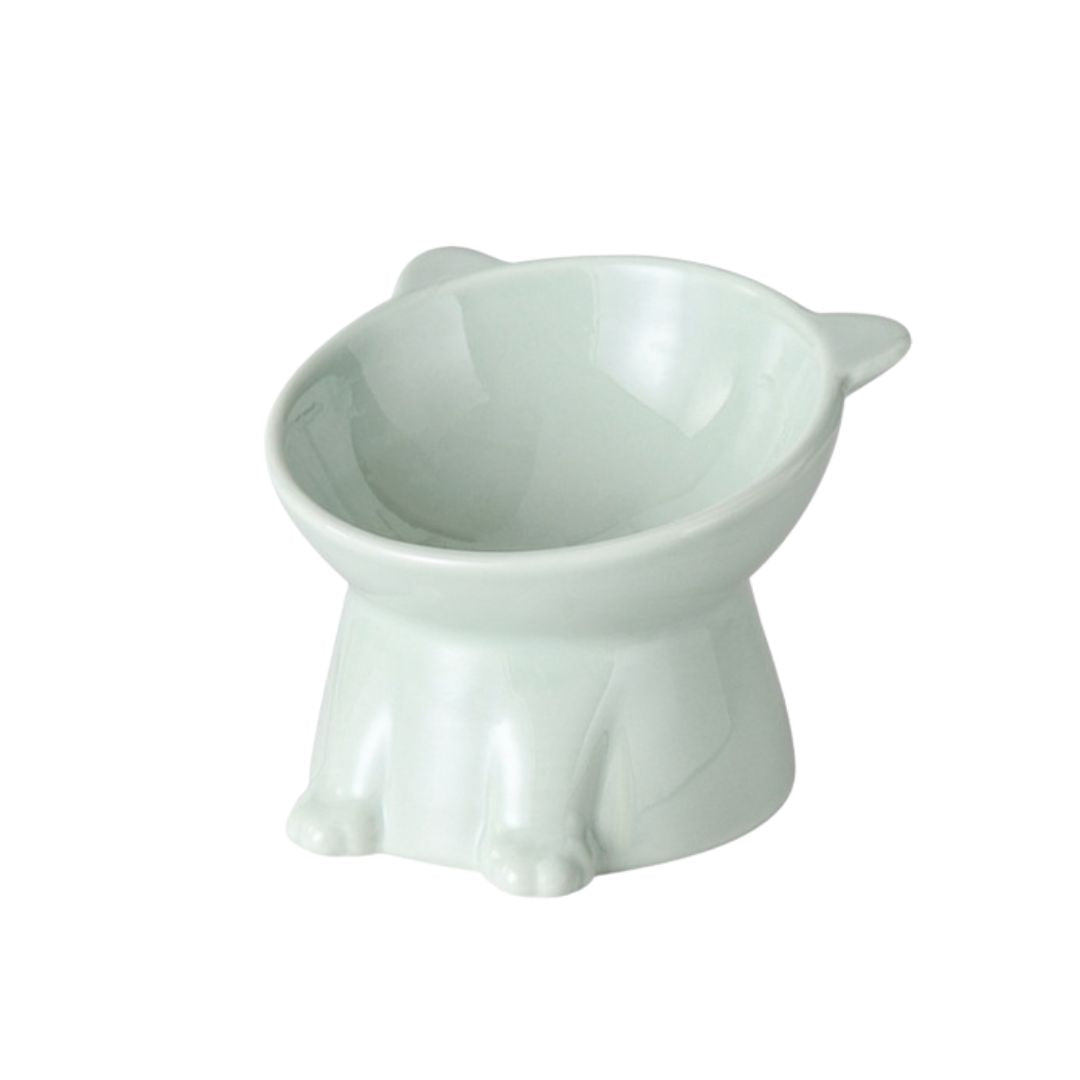 Elevated Porcelain Pet Bowl - Stylish Raised Feeder – Light Green