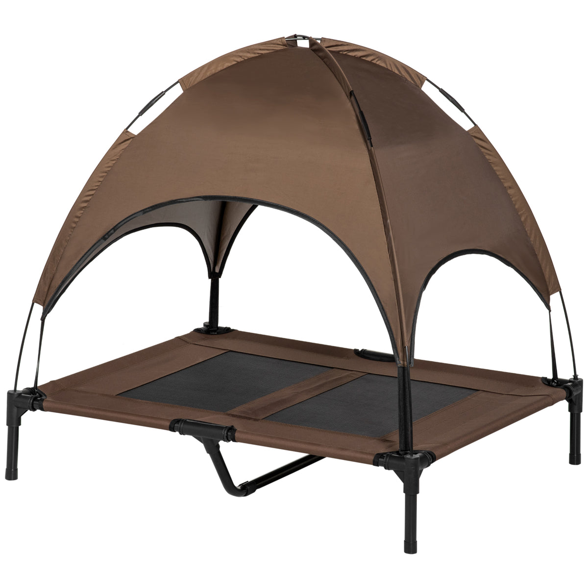 Elevated Portable Dog Cot Bed with Canopy Shade – Coffee / 760x200x100 mm