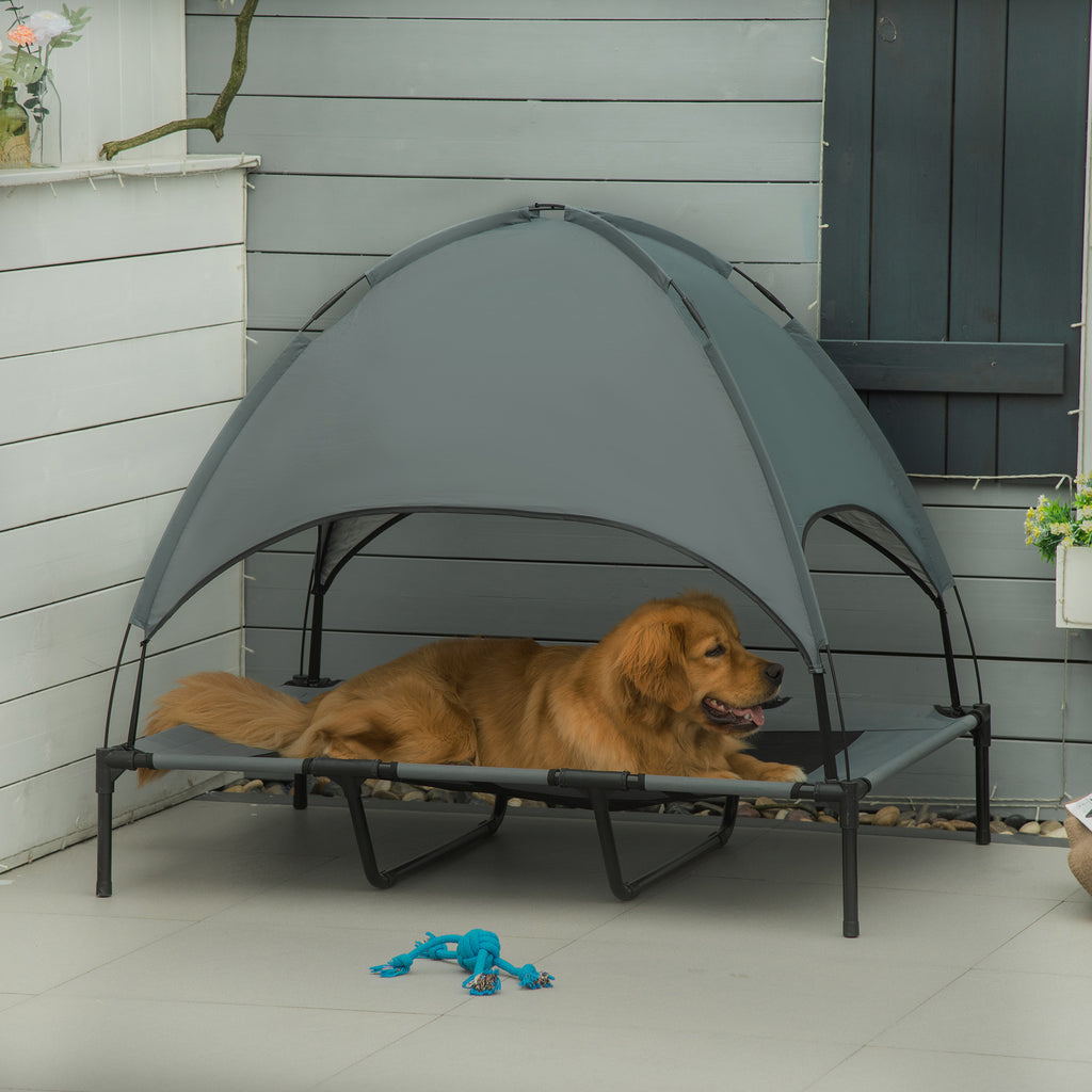 Elevated Portable Dog Cot with Canopy Shade