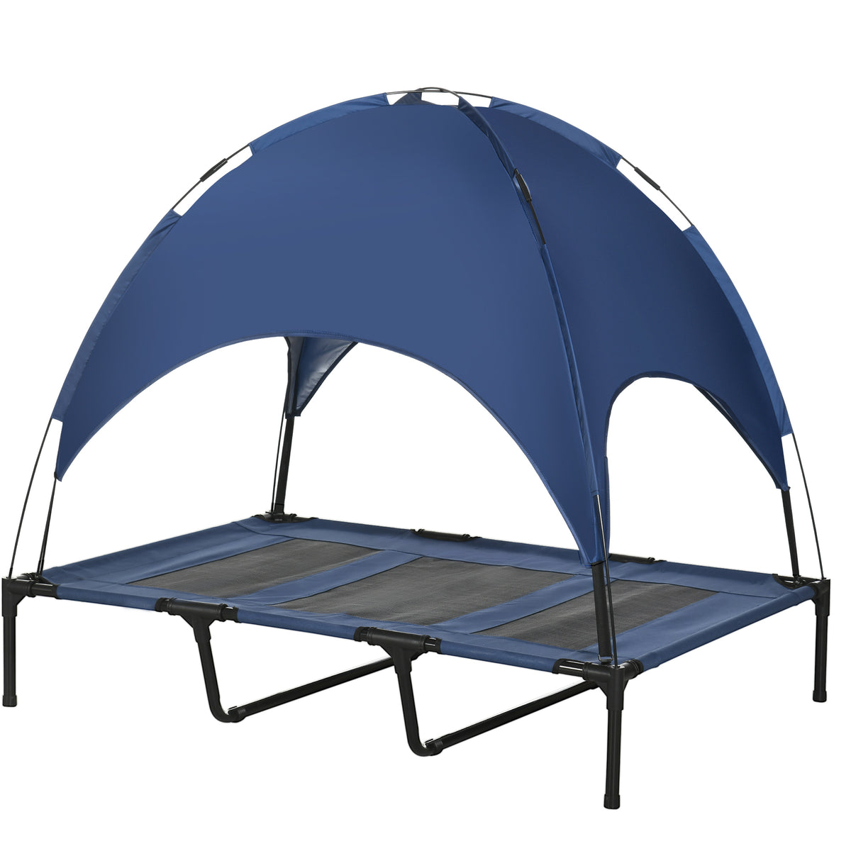 Elevated Portable Dog Cot with Canopy Shade for Comfort – Blue / 910x230x100 mm