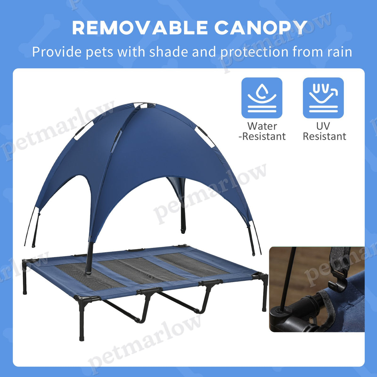 Elevated Portable Dog Cot with Canopy Shade for Comfort – view 3