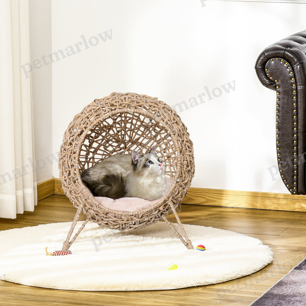 Elevated Weaved Cat Bed with Cushion for Comfort – view 6