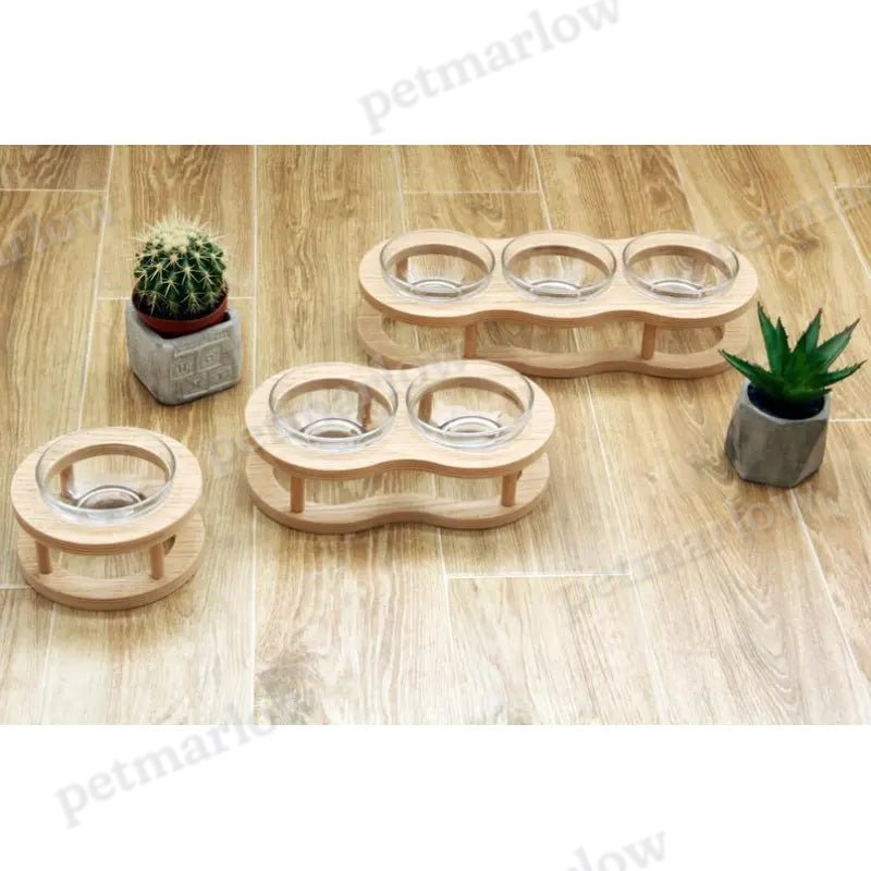 Elevated Wooden and Glass Bowl for Dogs and Cats with Non-Slip Stand – view 5