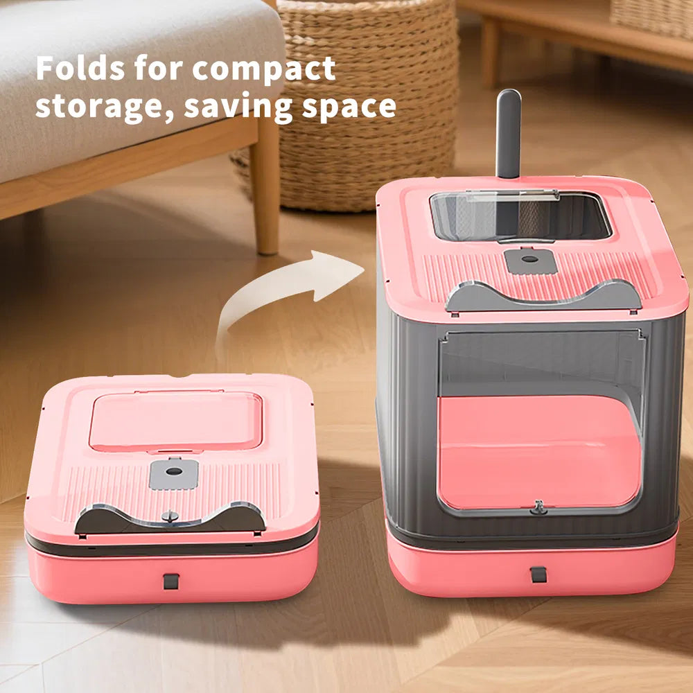 Elf Cat Litter Box with Easy Clean Drawer Tray – Pink
