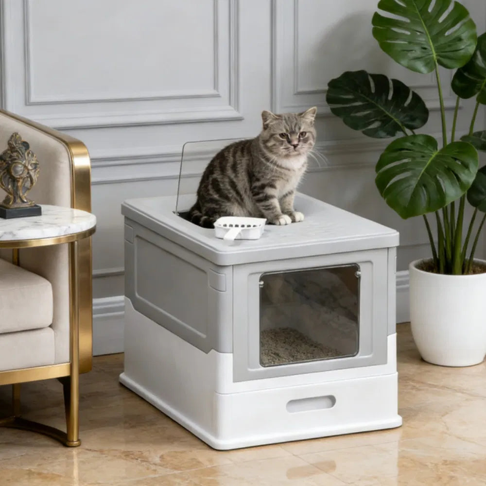 Enclosed Cat Litter Box with Easy Access and Scoop – view 2