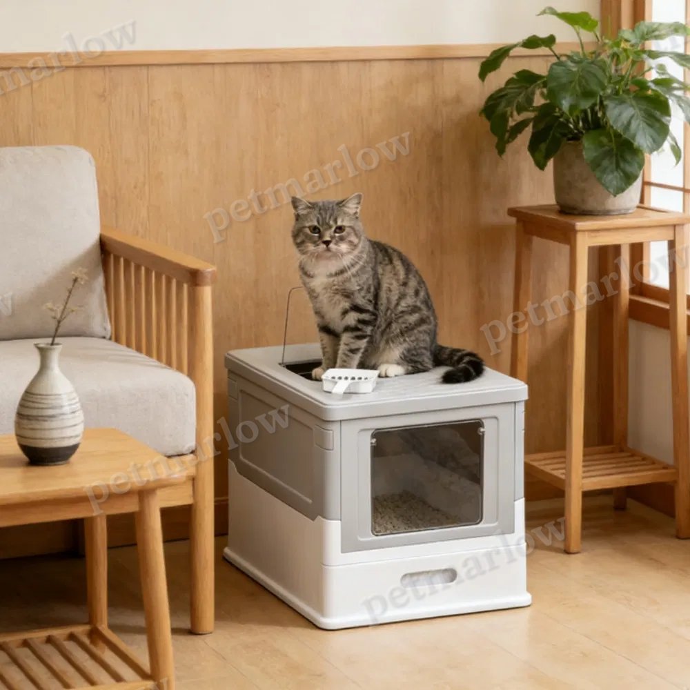 Enclosed Cat Litter Box with Easy Access and Scoop – view 4