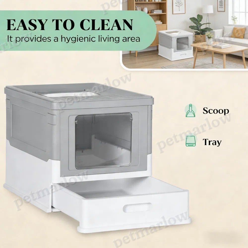 Enclosed Cat Litter Box with Easy Access and Scoop – view 5