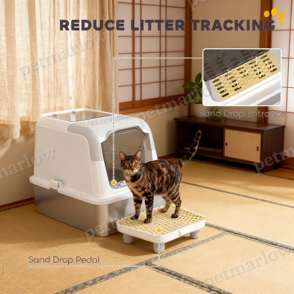 Enclosed Cat Litter Box with Scoop and Deodorizer Bag – view 2