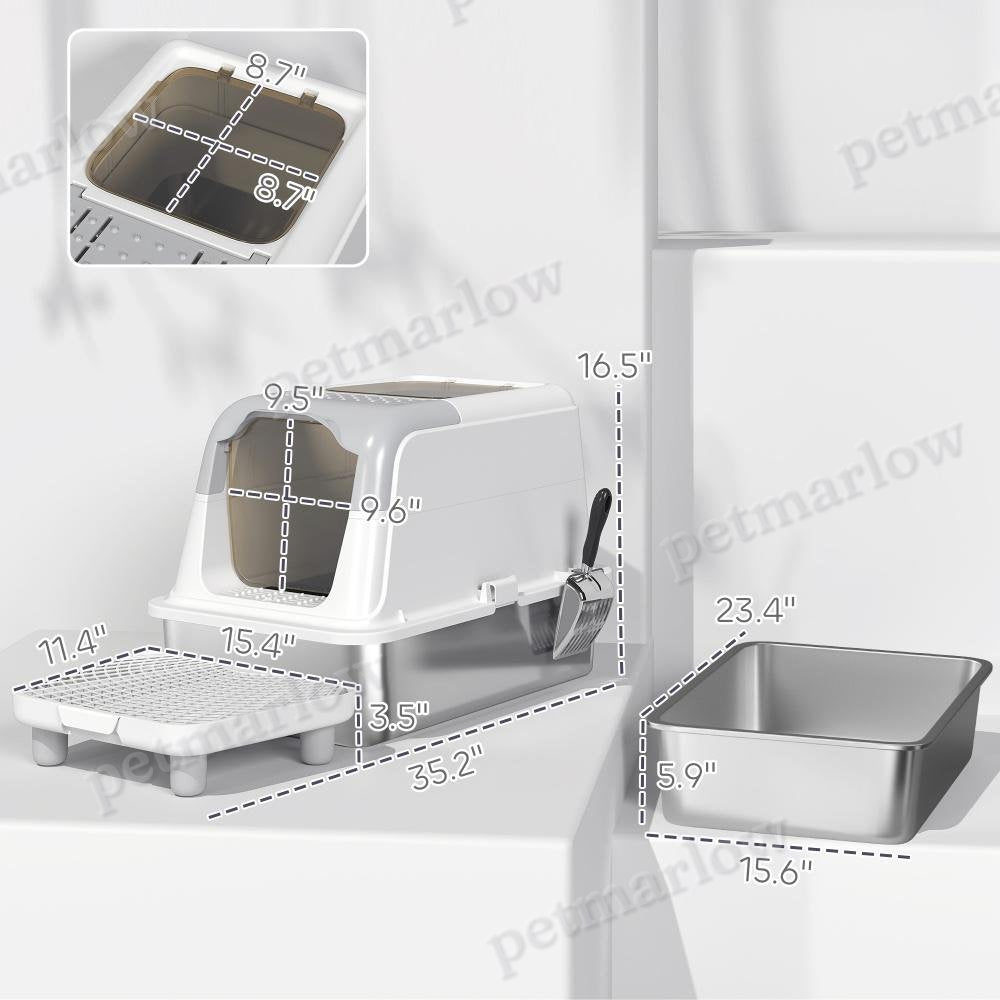 Enclosed Cat Litter Box with Scoop and Deodorizer Bag – view 6