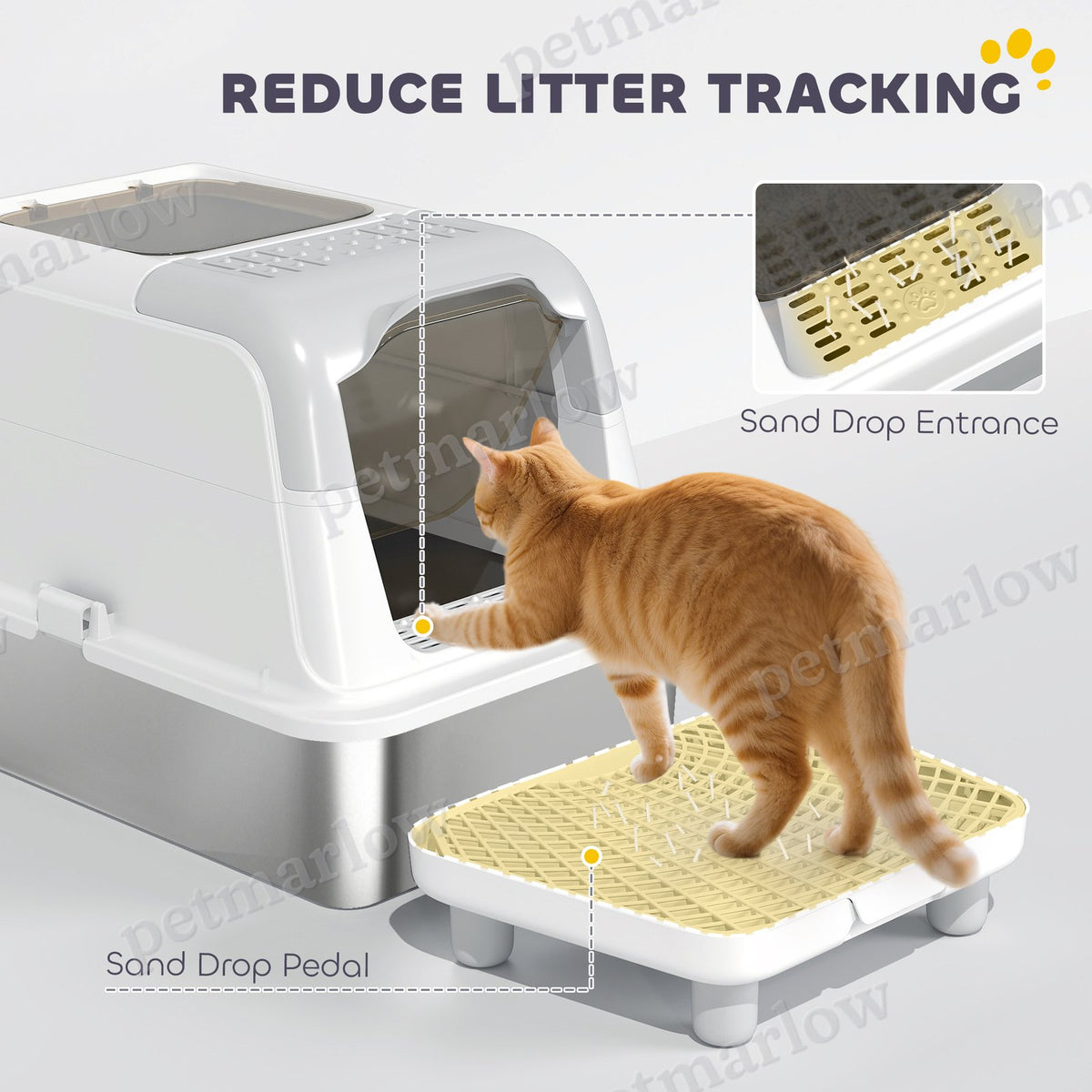 Enclosed Stainless Steel Cat Litter Box with Scoop and Deodorizer – view 5