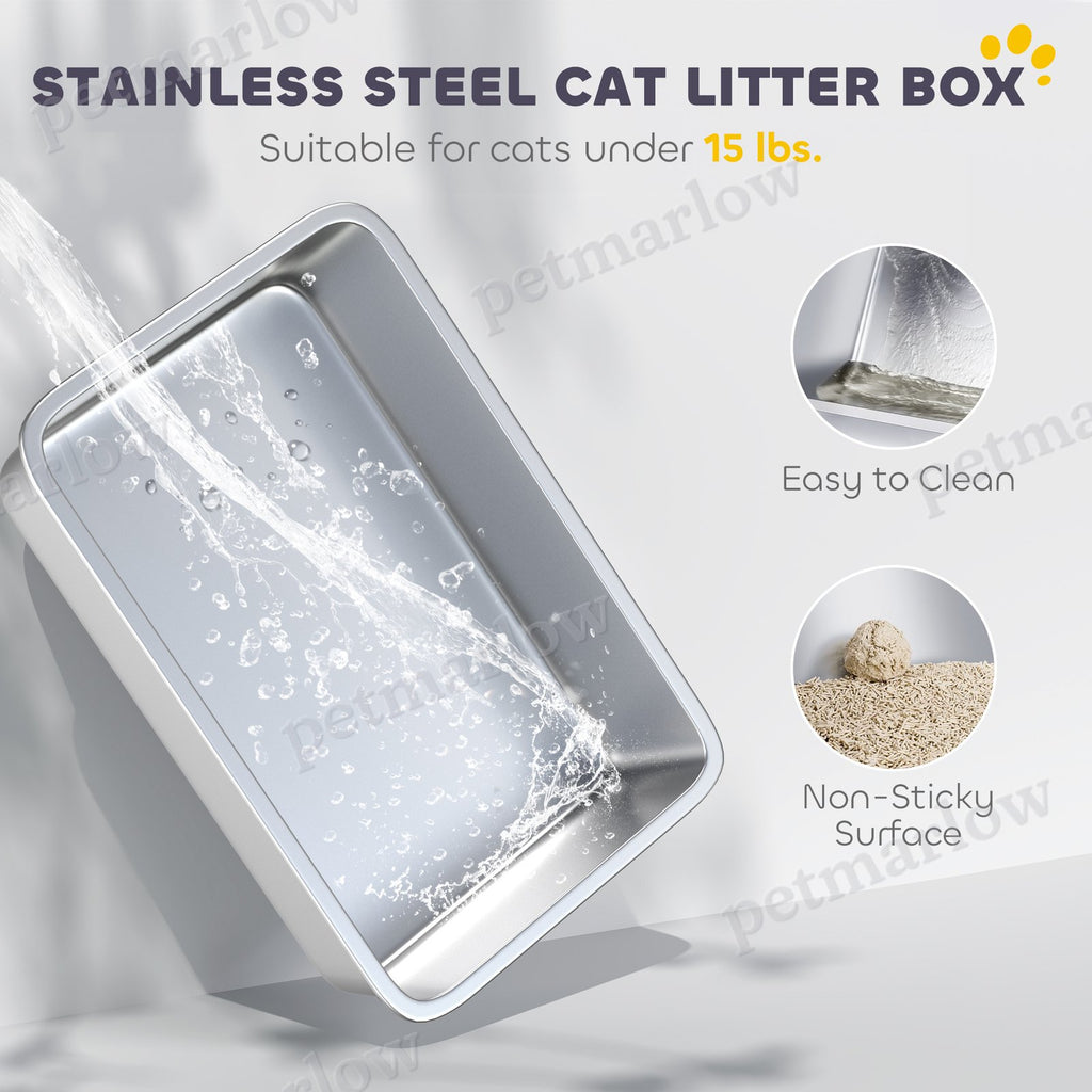 Enclosed Stainless Steel Cat Litter Box with Scoop and Deodorizer – view 6
