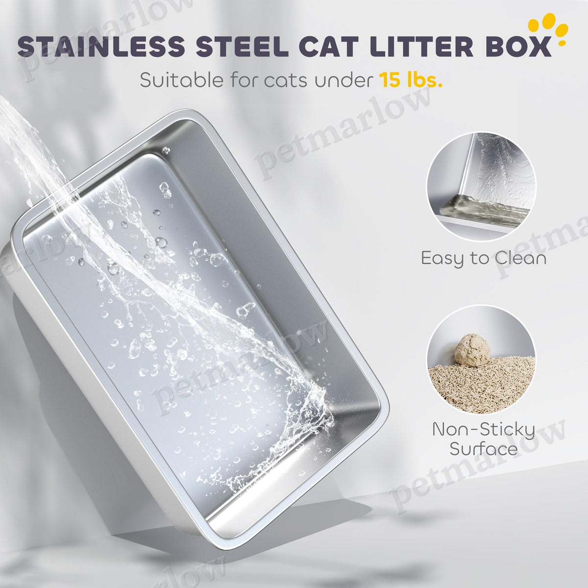 Enclosed Stainless Steel Cat Litter Box with Scoop and Deodorizer – view 6